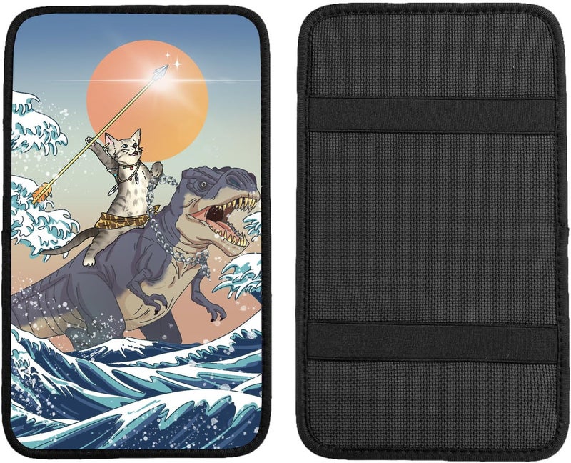 Adastrah Cat and Dinosaur Car Center Console Cover,Car Armrest Pad Car Armrest Seat Box Cover Protector for Most Vehicle, SUV, Truck, Car - Image 5
